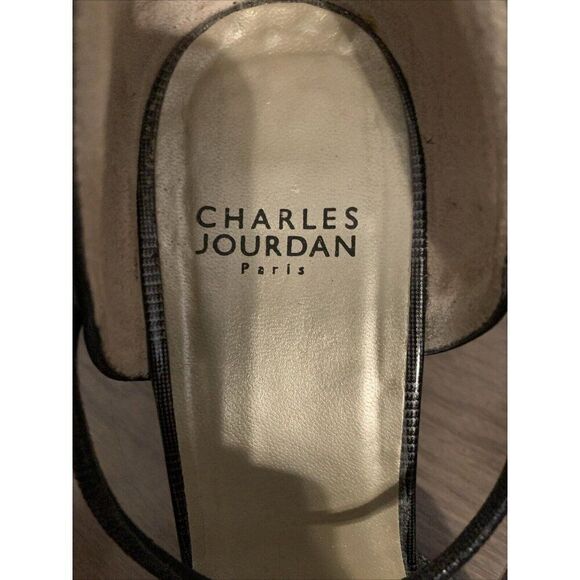 Charles Jourdan Paris Vintage Black Plaid Patent Leather Medium Heels 10 - Picture 5 of 7